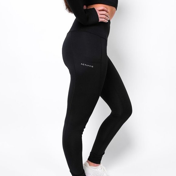 Activvis Athletics - Long Sleeve Crop Top with High Waisted Leggings - Picture 3 of 3